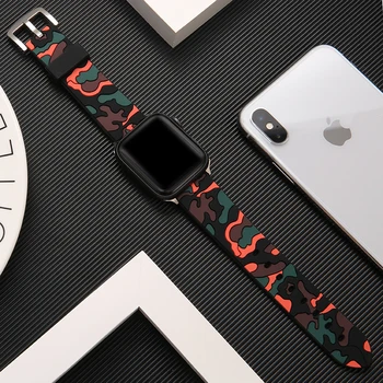 Curea de camuflaj pentru Apple watch band 44mm 40mm curea Silicon correas bratara watchband iWatch trupa 42mm 38mm seria 3 4 5 6 se