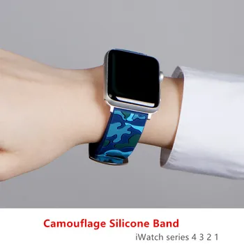 Curea de camuflaj pentru Apple watch band 44mm 40mm curea Silicon correas bratara watchband iWatch trupa 42mm 38mm seria 3 4 5 6 se