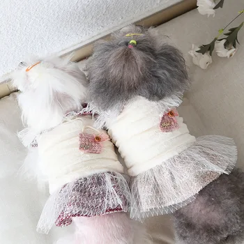 Câine Haine de Moda Doamnă Pisică Câine Rochie din Imitație de blană de Moda de Îmbrăcăminte pentru animale de COMPANIE Pentru Câini de Companie Cățeluș Iarna Cald Produse pentru animale de Companie Cățeluș