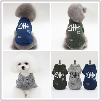 Câine haine de moda toamna și iarna haine de păr de câine haine groase pisoi strat de imprimare haine de pisică animale de companie haine Pentru câini
