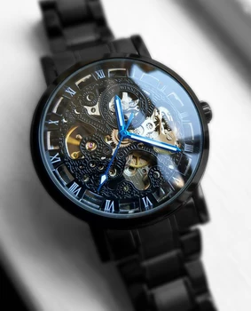 CÂȘTIGĂTORUL Bărbați Ceas Relogio Masculion Brand de Lux Schelet Ceasuri din oțel Inoxidabil de Epocă Ceas Steampunk erkek kol saati