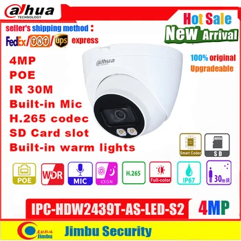 Dahua 4MP Camera IP POE IPC-HDW2439T-CA-LED-S2 H. 265 codec built-in Microfon Built-in lumini calde max IR distanta de 30 m WDR, slot SD
