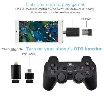 DATE FROG 2 Jucători 2.4 G Wireless Joc Gamepad Controller Pentru Telefon Inteligent Android Joystick-ul Pentru Android TV Box Pentru PC Joystick-uri