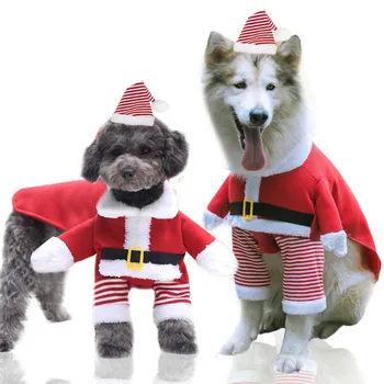 De crăciun, Haine de Câine pentru Mediu pentru Câini de talie Mare ,Cald iarna Fleece Transformare Ciudat Costum, Schimba În Santa Două picioare Haina