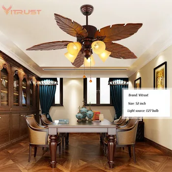 De epocă din lemn, ventilator de tavan gravură palete ventilator de tavan cu lumina kituri de creatie ventilator cu lampa