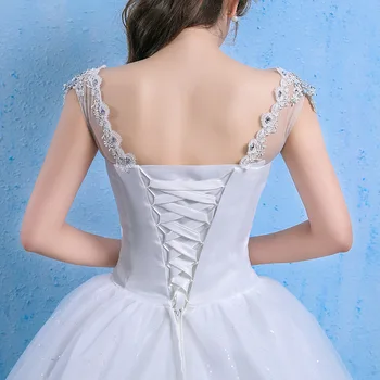De Lux Rochie De Mireasa 2020 Elegant Rochie De Bal V Gâtului Aplicatii Cu Margele Printesa Plus Dimensiune Rochii De Mireasa Cristal Vestido De Noiva