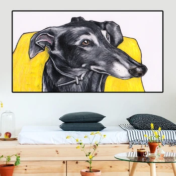 De Mari Dimensiuni Animal Picturi În Ulei Greyhound Poze De Perete Pentru Camera De Zi Pictura Panza Printuri De Arta Postere Decor Acasă Neînrămate