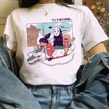 De sex feminin de Desene animate T-shirt Totoro T-shirt de Mii și Chihiro Imprimate T-shirt anime Japonez grafică Harajuku Studio Ghibli Tricou