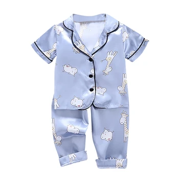 De vară pentru copii Set de pijama Fete Baieti Cusatura Pijamale Girafa Sleepwear 2 BUC Maneca Scurta Bluza Topuri+Noaptea Pantaloni de Pijama Set