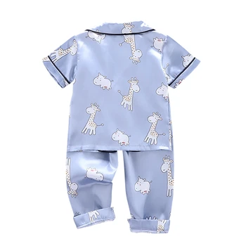 De vară pentru copii Set de pijama Fete Baieti Cusatura Pijamale Girafa Sleepwear 2 BUC Maneca Scurta Bluza Topuri+Noaptea Pantaloni de Pijama Set