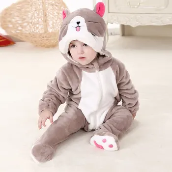 De Vânzare La Cald Copil Nou-Născut Anime Fată Copilul Romper Haine Moi Bebe Baiat Îngroșa Pijamale De Iarnă Flanel Copil Costum Salopeta Cu Gluga