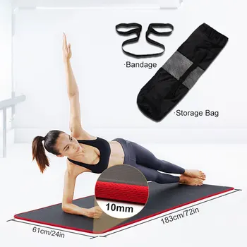 De înaltă Calitate 10mm Grosime Suplimentară Non-alunecare NRB Yoga Mat 183cmX61cm Gimnastica Pilates Pentru Exercitii de Fitness de prost Gust Cu Bandaje