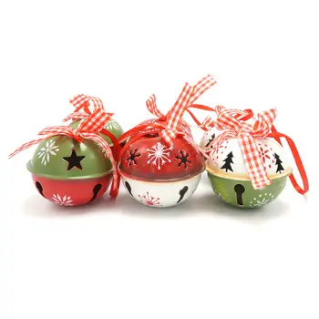 Decor de crăciun pentru acasă 6 buc rosu verde alb metal jingle bell cu panglică Crăciun decorare copac 50mm xmas