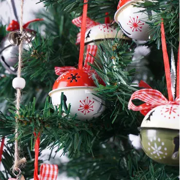 Decor de crăciun pentru acasă 6 buc rosu verde alb metal jingle bell cu panglică Crăciun decorare copac 50mm xmas