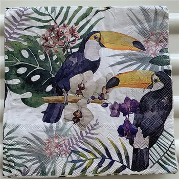 Decoupage nunta vintage șervețel de hârtie elegant de flori țesut pasărea Tucan batistă petrecere frumoasa servetele decor
