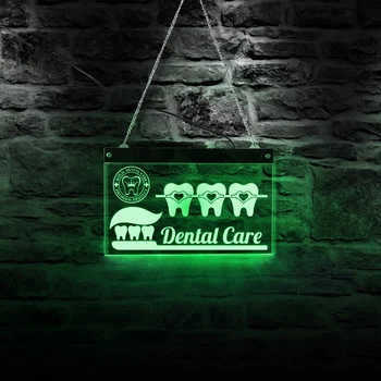 Dentist Ingrijire Dentara LED Neon Semn de Igienă Dentară Birou, Dormitor, Camera de zi Iluminat Decor Acrilic Bord Dinte Petrecere Semn