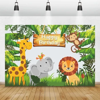 Desene Animate Jungle Safari Pentru Copii Petrecere De Ziua Copilului Photozone Familia Trage Poster Fotografie Fundal Fundal Fotografie, Fotografie De Studio
