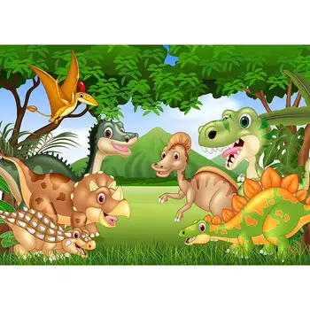 Desene Animate Pădure Dinozaur Animale Safari Junglă Petrecerea De Ziua Fotografie De Fundal Baby Studio Foto Elemente De Recuzită De Vinil Fundal