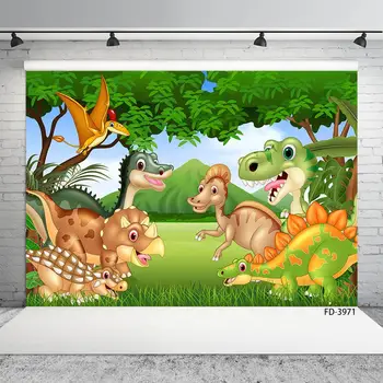 Desene Animate Pădure Dinozaur Animale Safari Junglă Petrecerea De Ziua Fotografie De Fundal Baby Studio Foto Elemente De Recuzită De Vinil Fundal