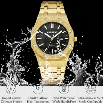 Design clasic Ceas de Aur pentru Bărbați de Moda Cuarț Mens Ceasuri Impermeabil Luminos de Afaceri de sex Masculin Ceas din Oțel Inoxidabil Relogios XFCS