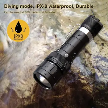 DF10 Scuba Diving 18650 Lanterna LED-uri LH351D 1080lm Subacvatice Felinar rezistent la apa IPX8 Proiector Portabil Compact Lanterna