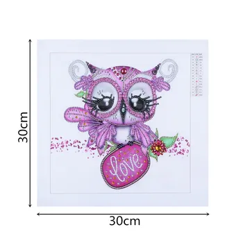 Diamant Pictura Pink Owl 5D DIY Special Forma de Diamant Broderie Imagine Mozaic De Stras Animal Decor Acasă 30x30cm