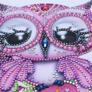 Diamant Pictura Pink Owl 5D DIY Special Forma de Diamant Broderie Imagine Mozaic De Stras Animal Decor Acasă 30x30cm