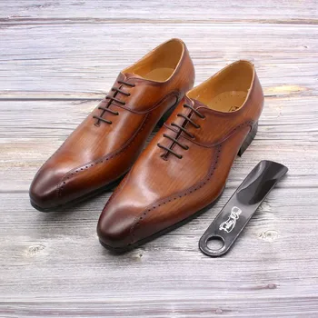 Dimensiune 13 Bărbați Rochie Pantofi din Piele de Afaceri Mens Pantofi Oxford Maro din Dantela Sus Subliniat Toe Handmade Muncă Formală Pantofi pentru Bărbați