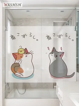 Dimensiunea Personalizate Static Fereastra Film Pisica Drăguț Decorative De Protecție A Vieții Private Glass Folie Pentru Geam Usa Cabinetului Suprafata Mesei