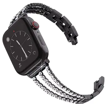 Din Oțel inoxidabil cu Diamante-encruste Curea pentru Apple Watch 42mm Benzi 6 5 4 Metal Diamant pentru Iwatch 38mm 40mm Seria 3 2 SE 44mm