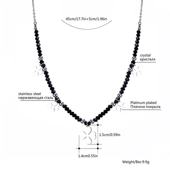 Din Oțel Inoxidabil Patru Trifoi Farmecul Colier Pentru Femei Negru Cristal Lanțuri Cravată Colier Bijoux Collier Moda Bijuterii 2019
