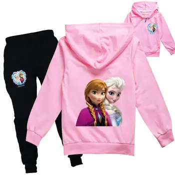 Disney Copii Fete De Strat+Pantaloni Costum De Desene Animate Frozen Copii Îmbrăcăminte Jachete Casual Printesa De Moda Clothign Set