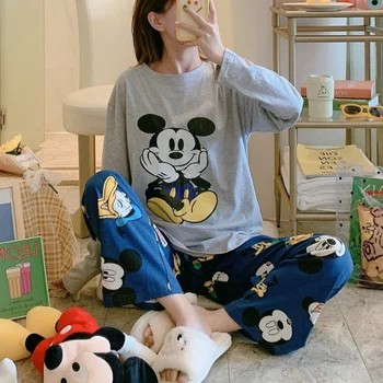 Disney Mickey Mouse cu mâneci Lungi Desene animate Pijama Donald Duck, Winnie Pooh Pijama Stil Nou Fetele Acasă Îmbrăcăminte Sleepwear