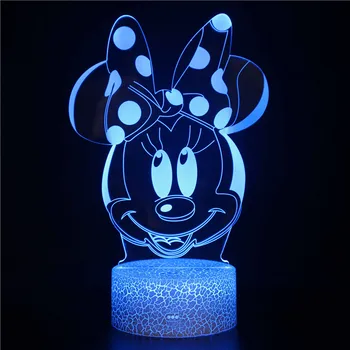 Disney Mickey Mouse Minnie Mouse Desene animate Nightplamp Copii Lumina de Noapte LED pentru Decorare Dormitor Decoraive Lumină 3d Xmas Cadou