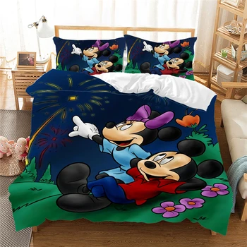 Disney Mickey mouse-Set de lenjerie de Pat Cuplu Minunat Regina Pat King-Size Set Copii Plapuma Perna Mângâietor Seturi de lenjerie de Pat
