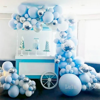 DIY Balon Arc Ghirlanda kit Blue Silver Baloane Albe pentru Mireasa Baby shower, Nuntă, zi de Naștere, Petrecere de Absolvire