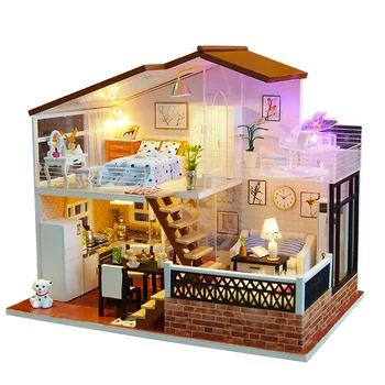 Diy Casă De Păpuși Din Lemn Diy Artizanat În Miniatură Mobilier Casă De Păpuși Kit Diy Jucărie Casa Pentru Băiat Și Fată De Învățământ Diy Jucărie Ambarcațiuni