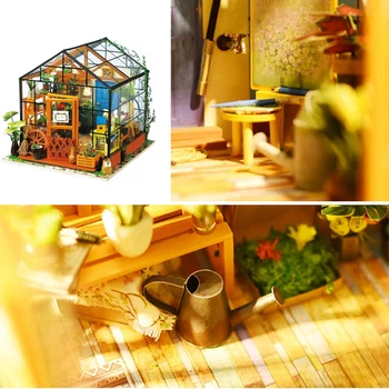 DIY din Lemn de Flori de casa in Miniatura Păpuși 3D LED Mini Păpuși Kit Cu Mobilier Kit Lumina Creativ Cadou de Crăciun