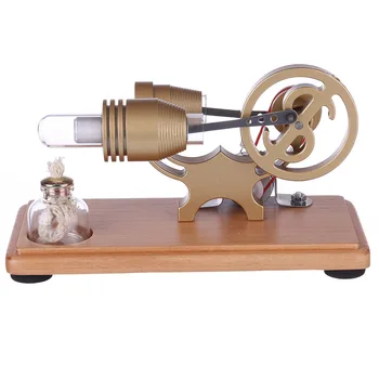 DIY γ-formă Motor Stirling Kit de Asamblare Generator Model Retro Știință Jucărie de Învățământ cu Lumini LED - Bronz
