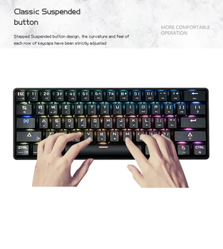 DK61 61-Cheie Tastatură Bluetooth Dual-mode Tastatură Mecanică de Gaming Keyboard RGB Multiple de Iluminat Mecanică Axe Pentru Pc Gamer