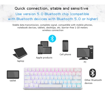 DK61 61-Cheie Tastatură Bluetooth Dual-mode Tastatură Mecanică de Gaming Keyboard RGB Multiple de Iluminat Mecanică Axe Pentru Pc Gamer