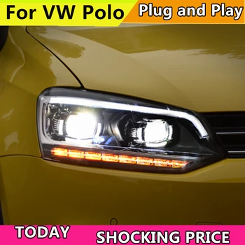 Doxa de Styling Auto Lampă de Cap pentru VW Polo Faruri LED 2011-2017 Noul Polo DRL H7 D2H Ascuns Opțiune Angel Eye Bi Xenon Fascicul