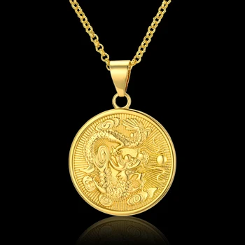 Dragon Chinezesc Pandantive Coliere Pentru Femei Și Bărbați, De Culoare De Aur De Bun Augur Mascota Ornamente, Cadouri Norocos