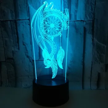 Dream Catcher 3D LED Lumina de Noapte Vântul Dormitor Lumina Lampă de Noptieră Luzes Da Noite Lămpi Copil Fată Cadouri Zână Lamparas Luna Decor