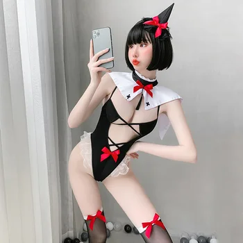 Drăguț Lolita Anime Sutien Fata Lenjerie De Vrăjitoare De Cosplay, Costume Sexy Bandaj Set De Lenjerie De Halloween Pentru Adulti De Sex Joc De Rol Costum