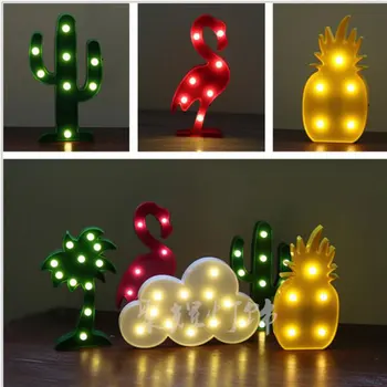 Drăguț Scrisoare Flamingo a Condus Lumina de Noapte pentru copii Ananas Pandantiv lampă de Cactus Perete Lampa de Cort cu LED-uri Pentru Casa decor de Crăciun