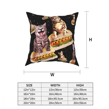 Drăguț Tabby Hot Dog Cat Invazie Pernă Acoperă Poliester Perne pentru Canapea Amuzant Galaxie Spațiu de Artă Distractiv Pillowcover Decor Acasă