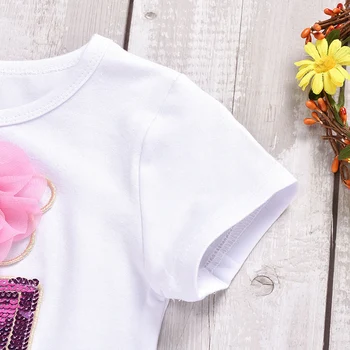 EL Salut Bucurați-vă de Vară pentru copii Copilul Fetita Maneci Scurte 3D Flori Topuri Tricou cu Fusta de Piele Minunat de Moda Costume de Haine