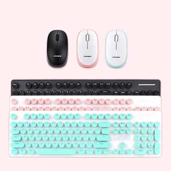 Elisona Retro Stil de Scris Wireless 104 Taste Tastatură Taste Bord cu Mouse-ul Drăguț pentru Desktop PC Laptop-ul Home Office
