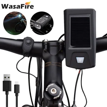 Energie solară de Biciclete Far Bicicleta Fata de Lumina USB Lanterna Reincarcabila Cu 3 Moduri de Ciclism Far cu Claxon